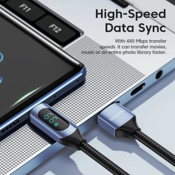 شارژر توکی TOOCKI 66w Type-C Fast Charging 1/2m 6a